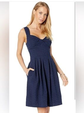 Lilly Pulitzer Navy Blue Cyndi Eyelet Fish Dress